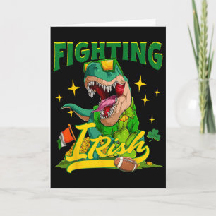 Fighting Irish Footll Vintage Dinosaur For Kids Me Card