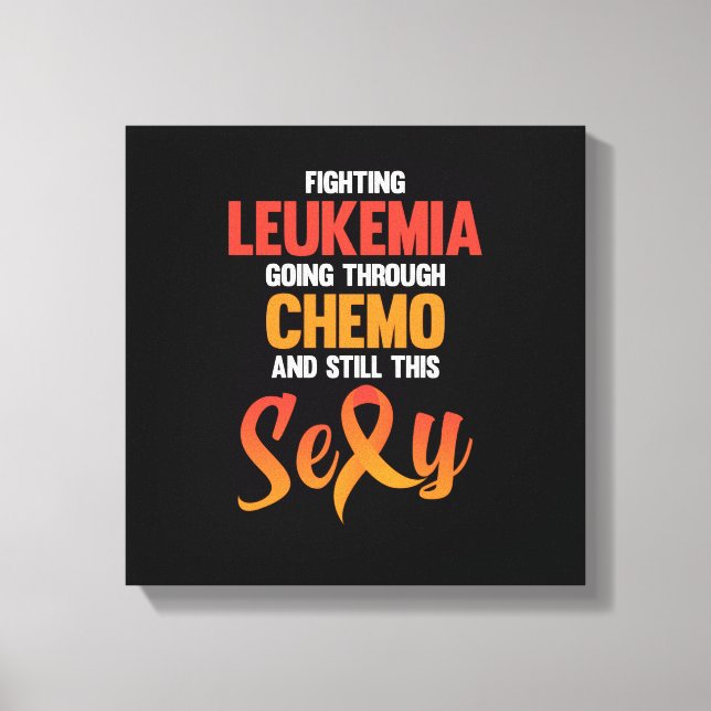 Fighting Leukaemia Awareness Orange Ribbon Support Canvas Print (Front)