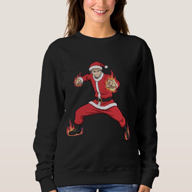 Fighting Santa Claus Anime Style Sweatshirt - Chri (Front)