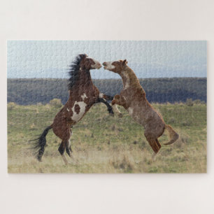 Fighting Stallions, Steens Mountains, Oregon Jigsaw Puzzle