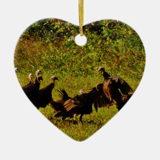 Fighting Wild Turkeys in The Smoky Mountains Ceramic Tree Decoration