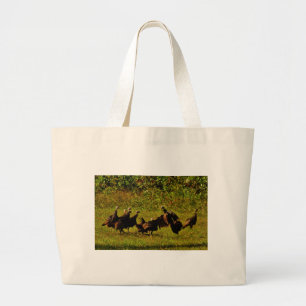 Fighting Wild Turkeys in The Smoky Mountains Large Tote Bag