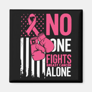 Fights Breast Cancer Alone Usa Flag Boxing Gloves Magnet
