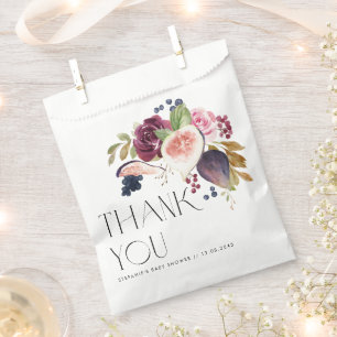 Figs and Berry Autumn Floral Baby Shower Thank You Favour Bags