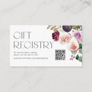 Figs and Berry Fall Baby Shower QR Code Registry Enclosure Card