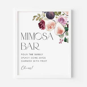 Figs and Berry Floral Bridal Shower Mimosa Bar Poster