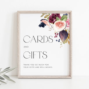 Figs and Berry Floral Wedding Cards and Gifts Poster