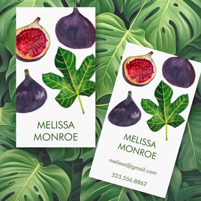 Figs Autumn Fruits Illustrated Business Card (Watercolor figs decorate these custom business cards. Add your own text to make them shine)
