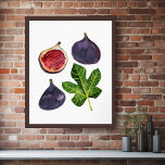 Figs Fall Fruity Watercolor Art Poster<br><div class="desc">Check out this sweet wall art, hand made by me for you! Add your own text, change background color too. Select the print size using the drop down menu above, and you can click the “edit design” button to customize the artwork to fit any size paper. Purchase a simple poster...</div>