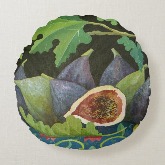 Figs on black 2014 round cushion (Front)