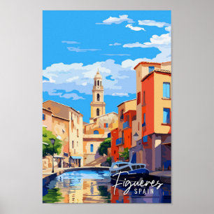 Figueres Spain vintage travel illustration Poster