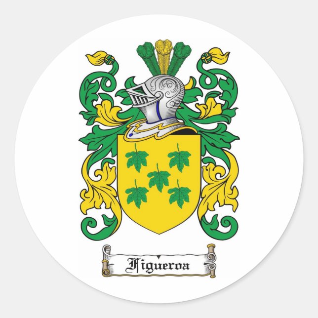 FIGUEROA FAMILY CREST -  FIGUEROA COAT OF ARMS CLASSIC ROUND STICKER (Front)