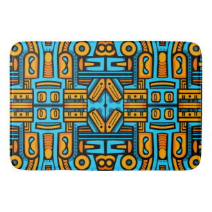 Figurative Abstract Bold Blue Orange Bath Mat