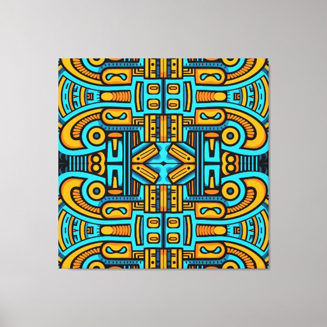 Figurative Abstract Bold Blue Orange Canvas Print (Front)