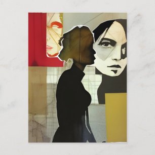 Figurative Collage Mixed Media Postcard