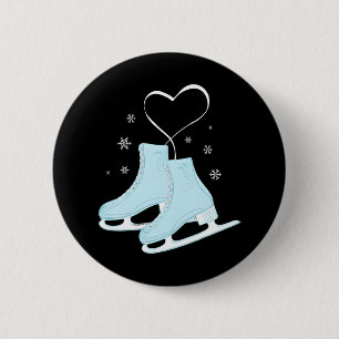 Figure Ice Skating Heart Figure Skater Love 6 Cm Round Badge