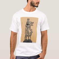 Figure of a man holding a monkey