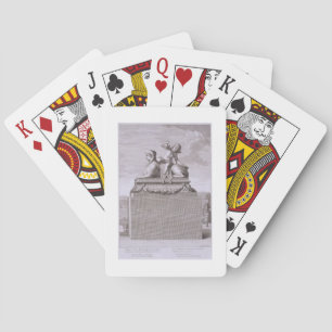 Figure of a sphinx in white marble, carrying a bro playing cards