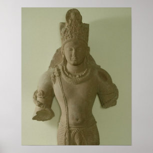 Figure of Lord Vishnu, Mathura (red sandstone) Poster