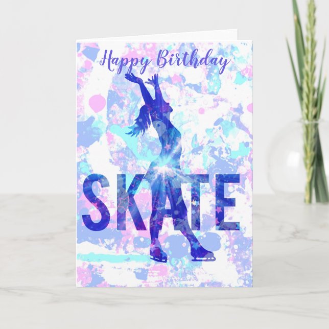 Figure Skate Birthday Card Personalised (Front)