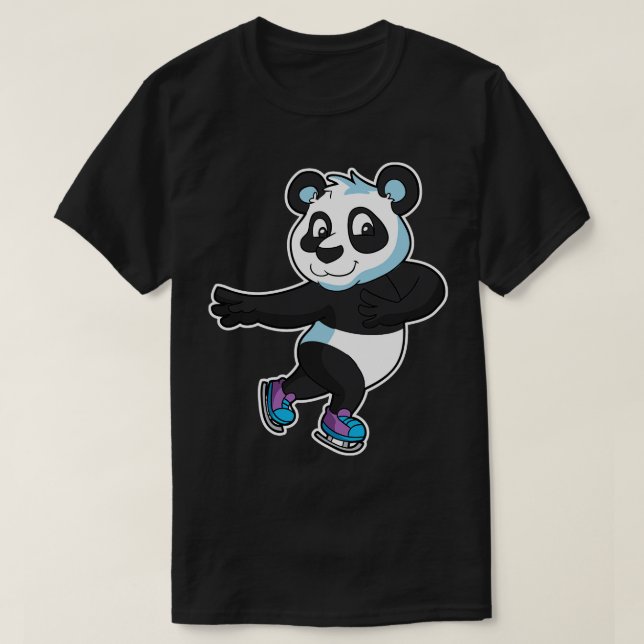 Figure Skate Panda Bear Ice Skater Winter Sports T-Shirt (Design Front)