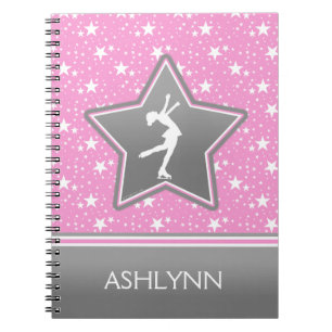 Figure Skater Among the Stars Pink with YOUR NAME Spiral Notebook