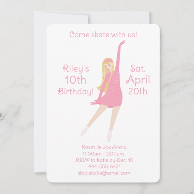Figure Skater Invitation (Pink) (Front)