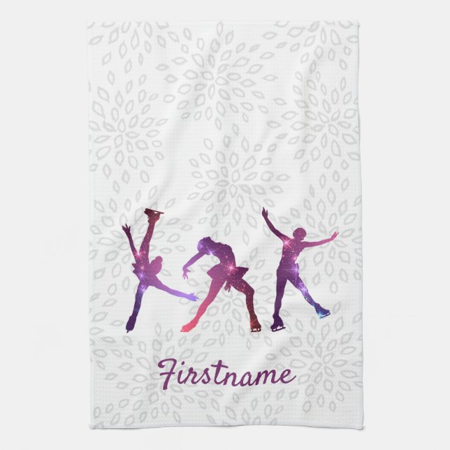 Figure skater Pink Purple star - ice skating towel (Vertical)
