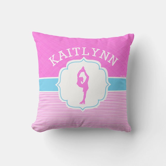 Figure Skater Pink Stripes with Baby Blue Cushion (Front)