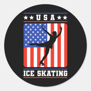 Figure Skater Usa Ice Skating  Classic Round Sticker