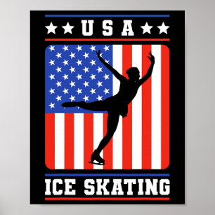 Figure Skater Usa Ice Skating  Poster