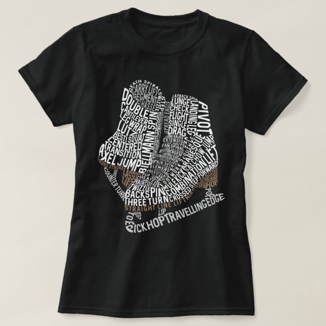 Figure Skates Word Art Ice Skating T-Shirt (Design Front)
