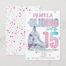 Figure Skating 15th Birthday Party invitation