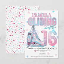 Figure Skating 16th Birthday Party invitation