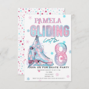 Figure Skating 8th Birthday Party invitation