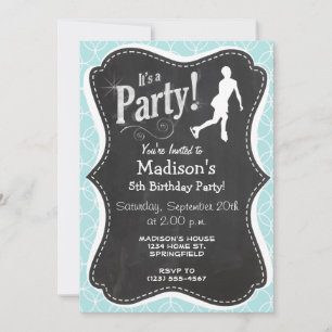 Figure Skating; Baby Blue Circles Invitation