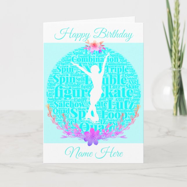 Figure Skating Birthday Card Personalise (Front)
