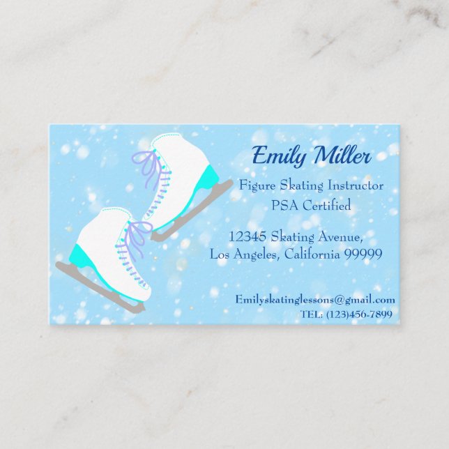 Figure Skating Blue Business Card (Front)