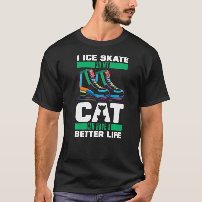 Figure Skating Cat  Ice Skating T-Shirt (Front)