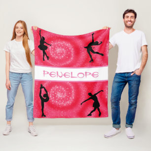 Figure Skating Cherry Swirl Fleece Blanket