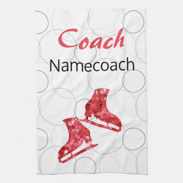 Figure skating coach - red star skate towel (Vertical)