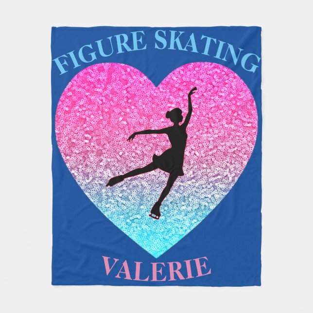 Figure Skating Fleece Blanket w/ Personalised Name (Front)