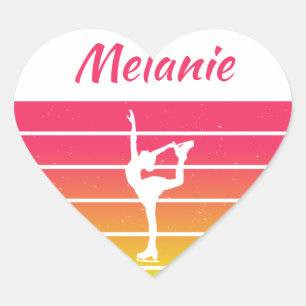 Figure Skating Girl customise name Heart Sticker