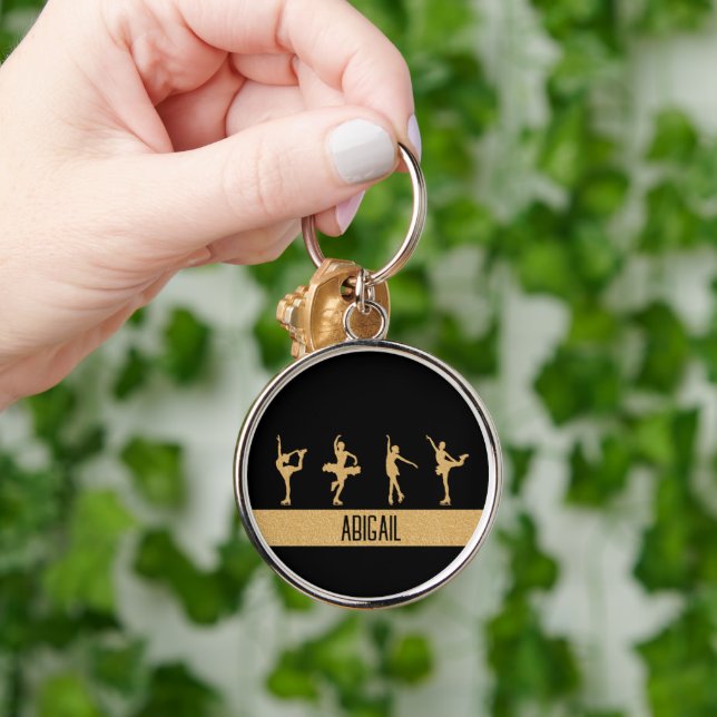 "Figure skating" girls gold Key Ring (Hand)