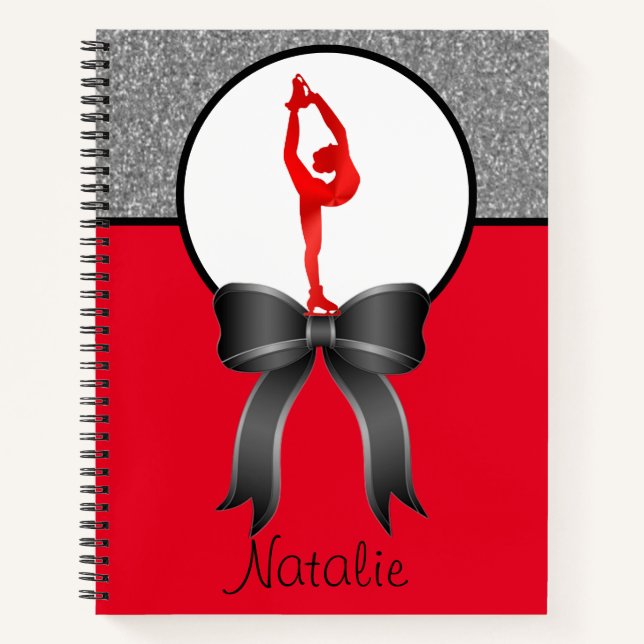 Figure Skating Glitter and Bow Notebook (Front)