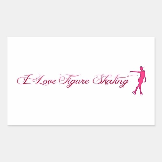 Figure Skating (I Love) Pink/Purple Skater Rectangular Sticker (Front)