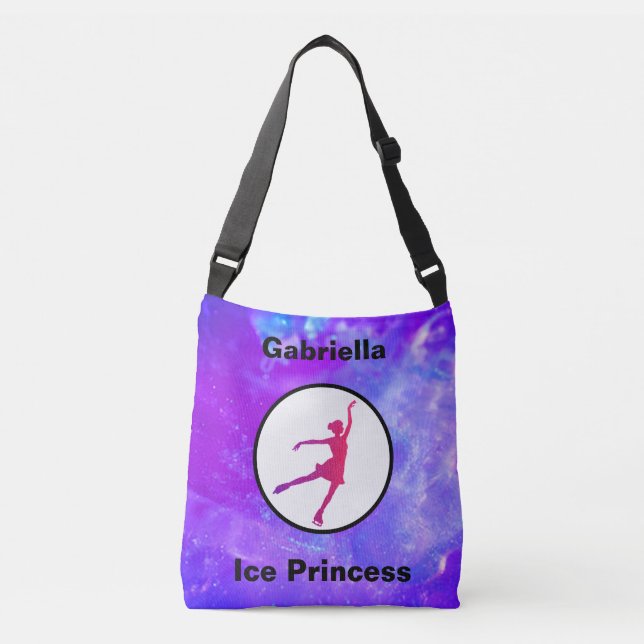 Figure Skating "Ice Princess" Sparkle Watercolor Crossbody Bag (Front)