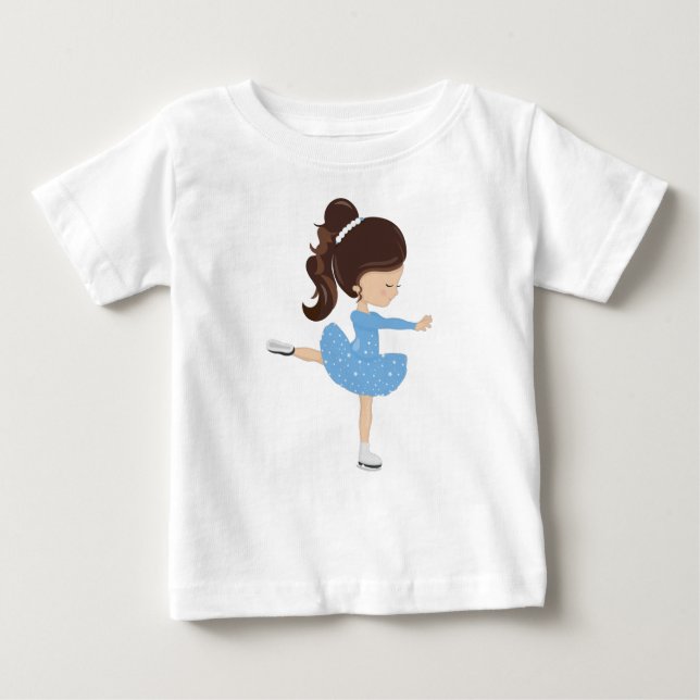 Figure Skating, Ice Skating Girl, Brown Hair Baby T-Shirt (Front)