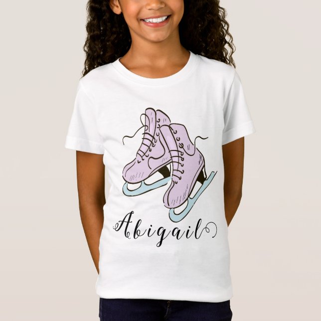 Figure Skating Ice Skating skates custom name T-Shirt (Front)