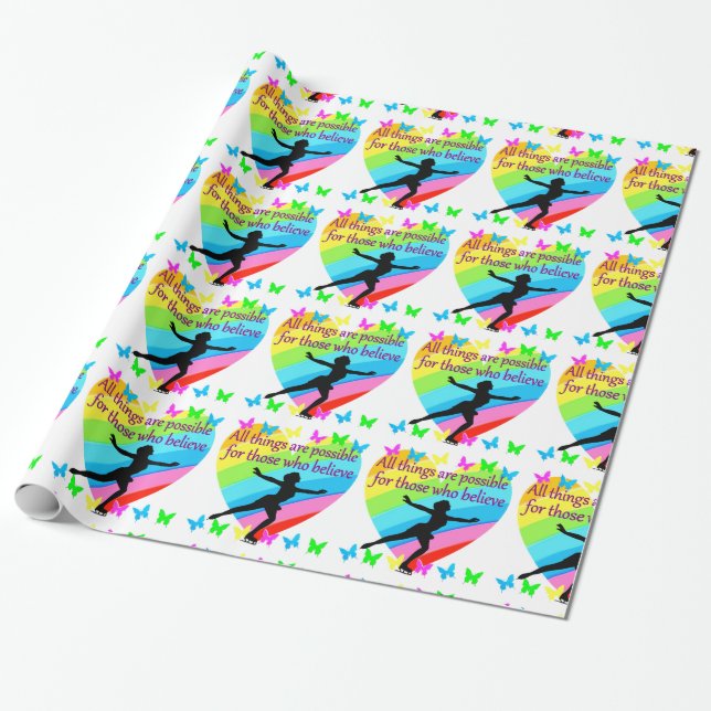 FIGURE SKATING INSPIRATIONAL QUOTE DESIGN WRAPPING PAPER (Unrolled)